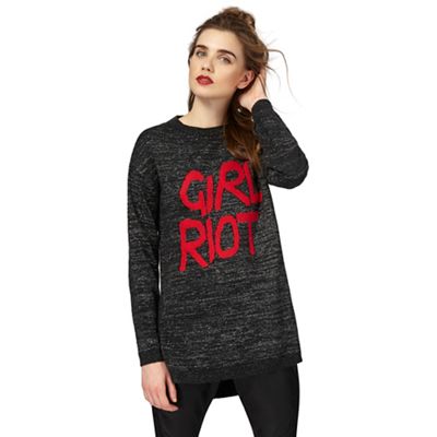 H! by Henry Holland Grey 'Girl Riot' oversized jumper